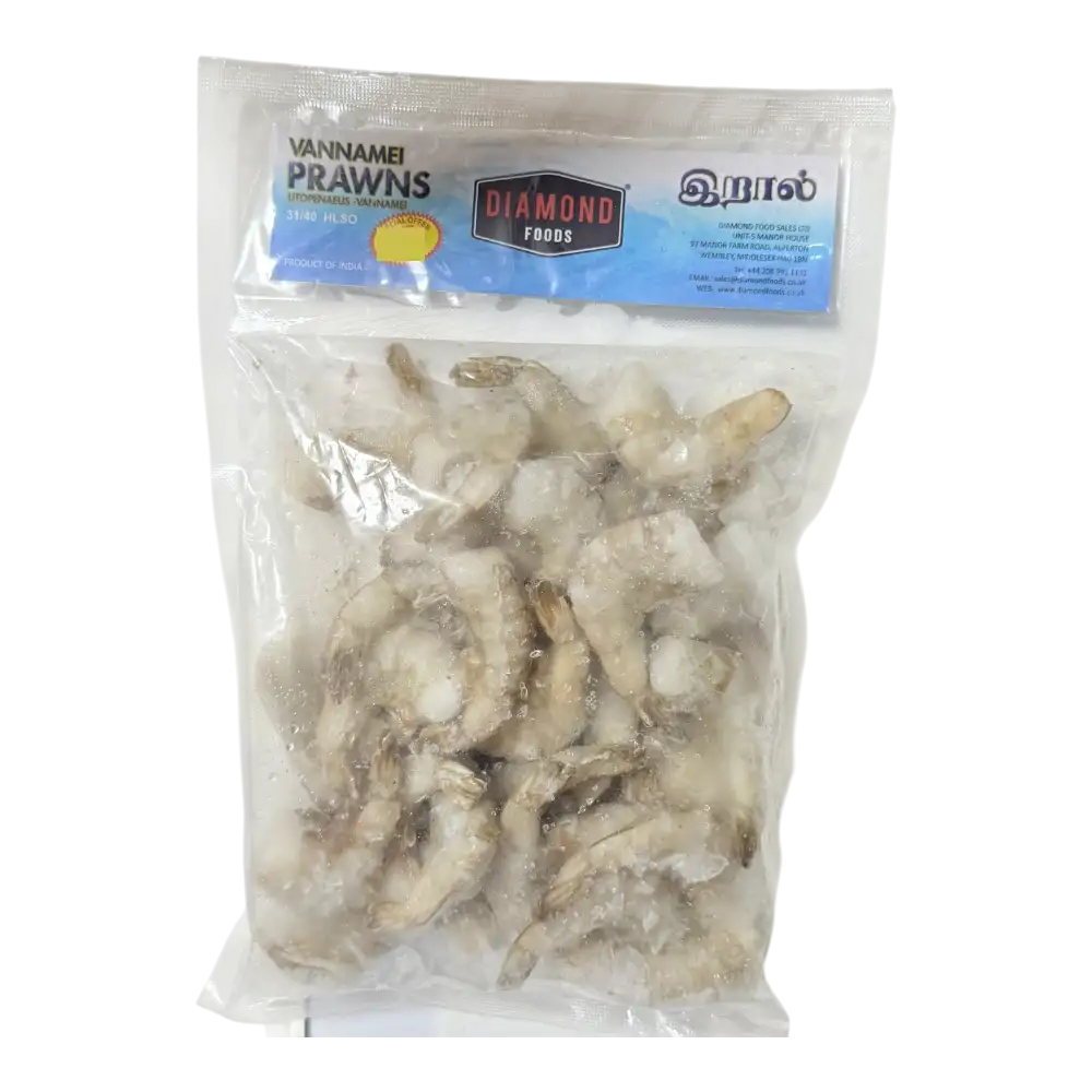 Diamond Vannamei Prawns 31/40 HLSO (Headless Shell-On) 400g