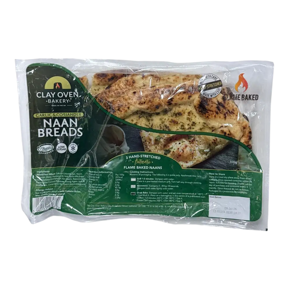 Garlic & Coriander Naan Breads 3Pcs (Flame Baked)